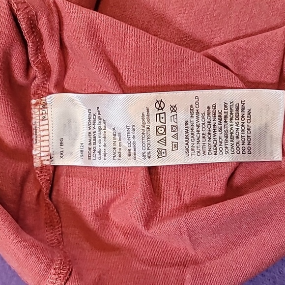 0729. Eddie Bauer ~ V- Neck ~ Long Sleeve T ~  XXL ~ Pink Grapefruit Color ~ - Picture 6 of 11